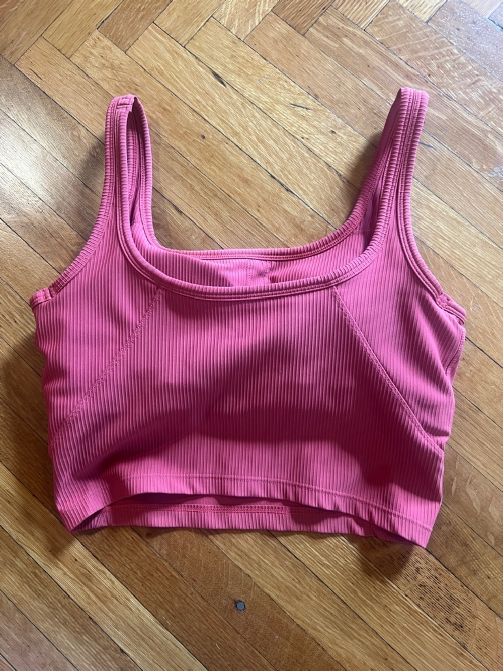 Red Ribbed Crop Tank Top - Picture 4 of 5